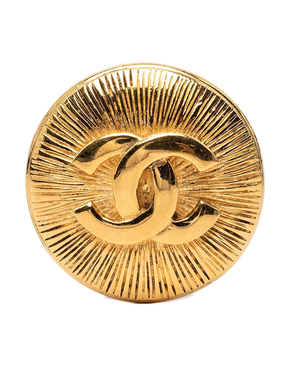 Chanel Cc Gold Plated Round Sunburst #372075C55B